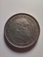 1957 Spanyolország. Francisco Franco. 25 Peseta