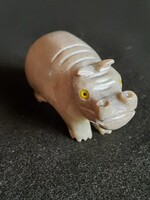 Kézzel faragott zsírkő víziló figura