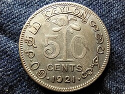 Sri Lanka V. György (1910-1936) .550 Ezüst 50 Cent 1921 B