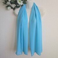 Világos türkizkék színű muszlin sál, kendő, vállkendő, stóla