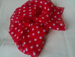 Bijon Brigitte piros fehér pöttyös muszlin kendő, sál ( 50 cm x 51 cm )