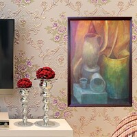 Modern festmény terrakotta tárgyakkal. Pasztell harmónia, szignálva