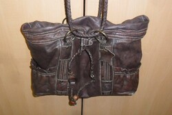 XUDE LONDON bőr fonott füles,patentos, egyterű,válltáska.