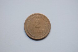 2 Fillér , 1929 , Budapest , Magyar Királyság , réz
