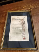 Diploma, 1896-os Millenniumi arany könyvbe való aláírásnak az emléke, szép eredeti darab