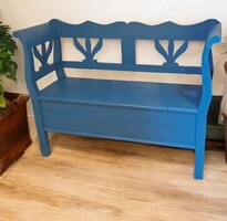 Népi lóca karos fa láda , karosláda,  karfás pad felnyitós karos pad lóca