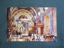Képeslap,Európa,Málta sziget,Valletta,Szent John's katedrális templom belső látkép,részlet,1980-