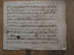 Kézzel írt kotta merített papíron,német  autográf felirattal, L.F monogrammal 1825,papírrégiség