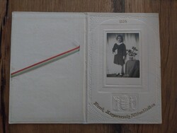 Édesanyámnak, 1934 -es díszített emléklap fekete-fehér fotóval, karton, papírrégiség