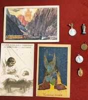 Rózsafüzér medál . kegytárgy  szentkép , 8 db