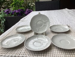 Zsolnay fehér barokk mintás kávés alj hat db