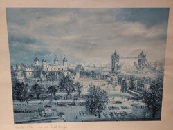 A Tower of London (London Tower) – a bal oldalon látható, ez egy történelmi erőd és kastély a Temze