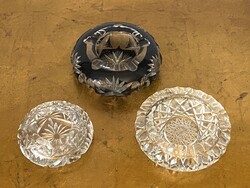 3 pcs cut crystal glass, retro ashtray included