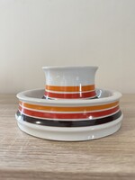 Hollóháza porcelán retro mintás gyertya tartó 2 db