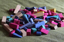 120 darabos retro fa építőkocka