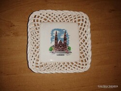 Bodrogkeresztúri kerámia áttört szélű SZEGED emlék tálka - 12,5*12,5 cm (32/d)