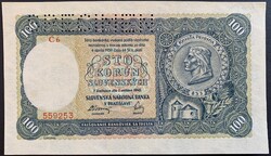 Szlovákia 100 Korún 1940 P-11s UNC bankjegy MINTA