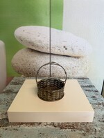 Antik Ezüstözött Fonott Réz Kosár / Kínáló A181