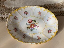 Antik ILMENAU ovális, kézzel festett német porcelán tál, asztalközép 2 db