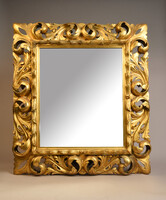 Antik Florentin tükör, aranyozott, faragott hársfa.