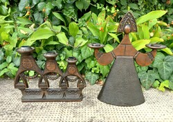 Vintage iparművész orosz bronz gyertyatartó - 2 db