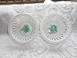 Aponyi+ virág mintával 2 db  Herendi porcelán kínáló-áttört kosaras forma