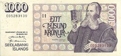 1000 krónur korona 1961 mars 29. Izland
