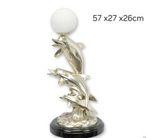 Art deco bronz delfinek - asztali lámpa , éjjeliszekrény lámpa, lámpa