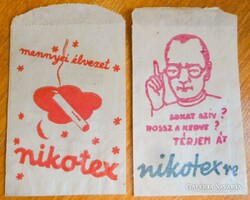Nikotex 2 db régi papírzacskója