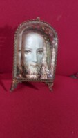 Kis házi oltár porcelán Krisztus fejjel 1900-as évek eleje