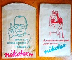 Nikotex 2 db régi papírzacskója