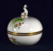 HERENDI KOI HAL FIGURÁLIS HECSEDLI - CSIPKEBOGYÓ MINTÁS PORCELÁN BONBONIER