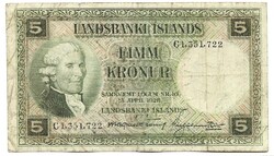 5 krónur korona 1928 april 15 Izland zöld 1.