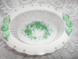 Indiai kosár mintával Herendi porcelán kínáló-áttört kosaras forma