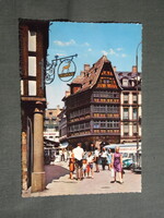 Képeslap,Franciaország,Strasbourg,városi utca látkép,részlet,1974-