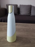 Hollóházi art deco sárga fekete fehér váza