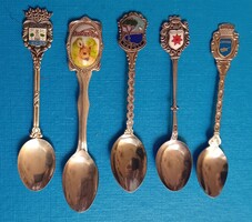 5 db gyüjtői kanál zománc díszítéssel