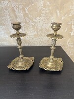 Antik réz gyertyatartó pár – 18 cm, 19–20. század fordulója