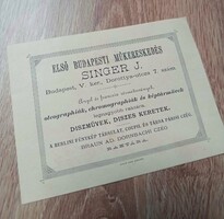 Singer J. - Budapest - Első Budapesti Műkereskedés számoló cédula