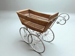 Antique “naether” stroller - old German puppenwagen rare baby carriage vintage