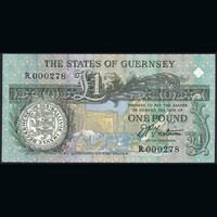 Guernsey 1 Pound 1991 P-52b alacsony sorszám UNC
