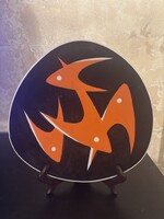 Zsolnay Pécs – Török János tervezésű modernista halas dísztál (1960-as évek)