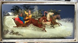 Régi lakkozott Orosz festmény !!! Eredeti dobozban !