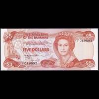 Bahama-szigetek (Bahamák) 5 Dollars 1974 (1984) P-44b QE II UNC