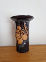Peremes gesztenyés hand made kerámia váza