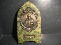 Antik Emile Dropsy medál onix  lapon Jézus szíve