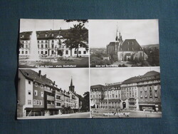 Képeslap,Németország,NDK,Erfurt,Dom,templom,hotel,városháza,városi látkép,részlet,1970-