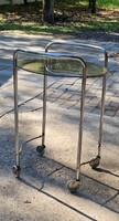 Retro Vintage Metal Chrome Glass Top Coffee Trolley Small Table