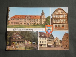 Képeslap,Németország,Schmalkalden,Wilhelmsburg kastély,Luther-ház,városi látkép,részlet,1970-