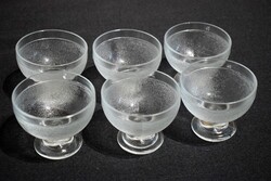 Fagylalt , puding talpas üveg tálka kínáló készlet 6db. , vastag öntött üveg 10,5 x 8,5cm x 6db.